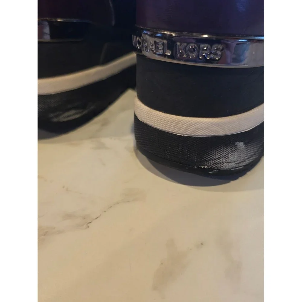 Michael Kors Black & Metallic Burgundy Women's Lace-Up Sneakers